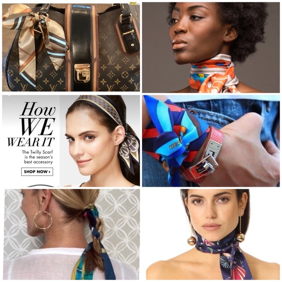 🍒Set of 2 Twilly Scarves - Picture 4 of 9